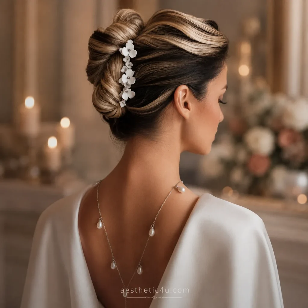 Classic French twist bridal hairstyle