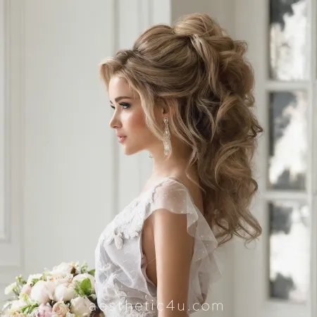 High textured bridal updo with elegant volume