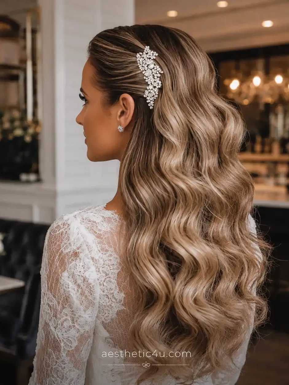 Classic low chignon wedding hairstyle for an elegant bride
