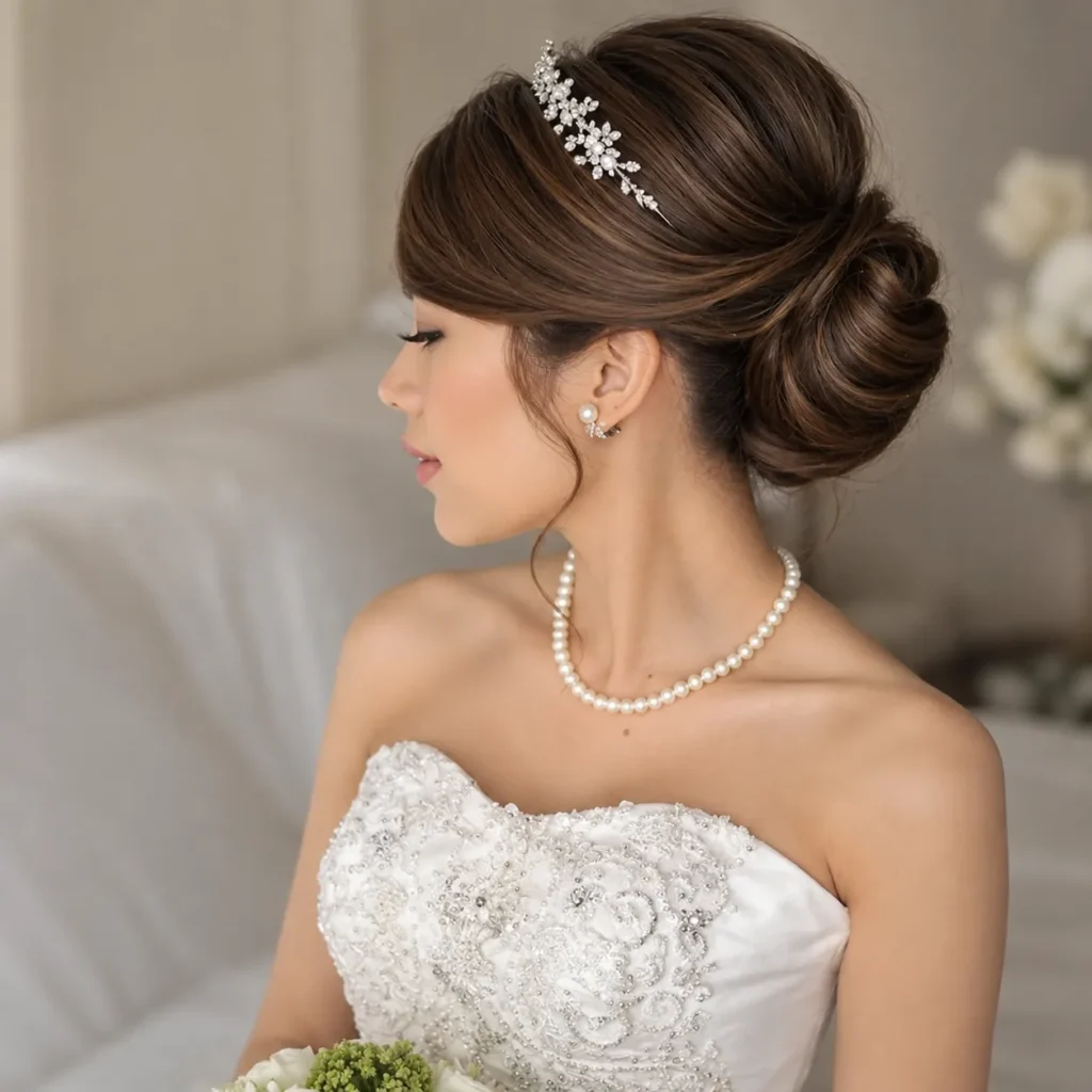 Timeless elegant bridal updo for a classic wedding