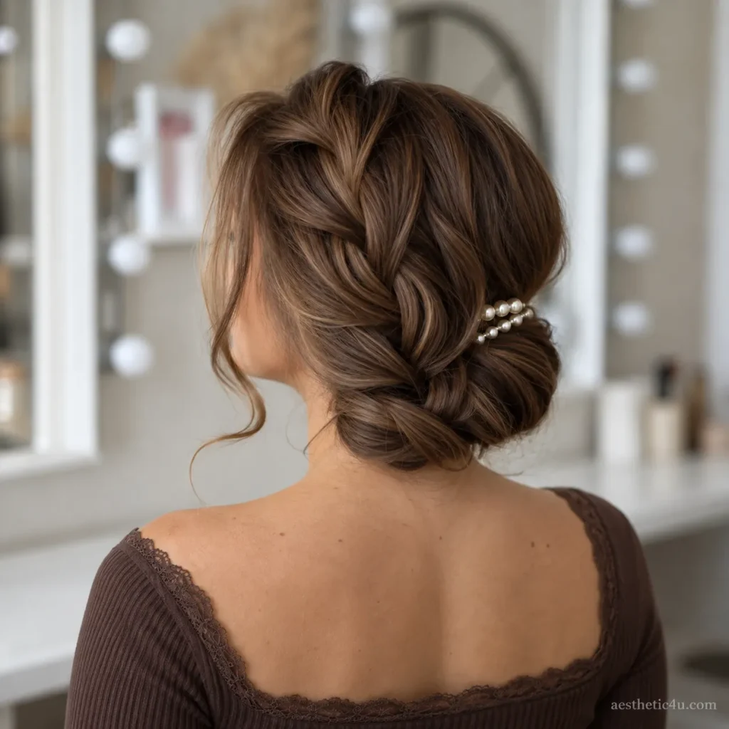  low chignon with luxurious volume