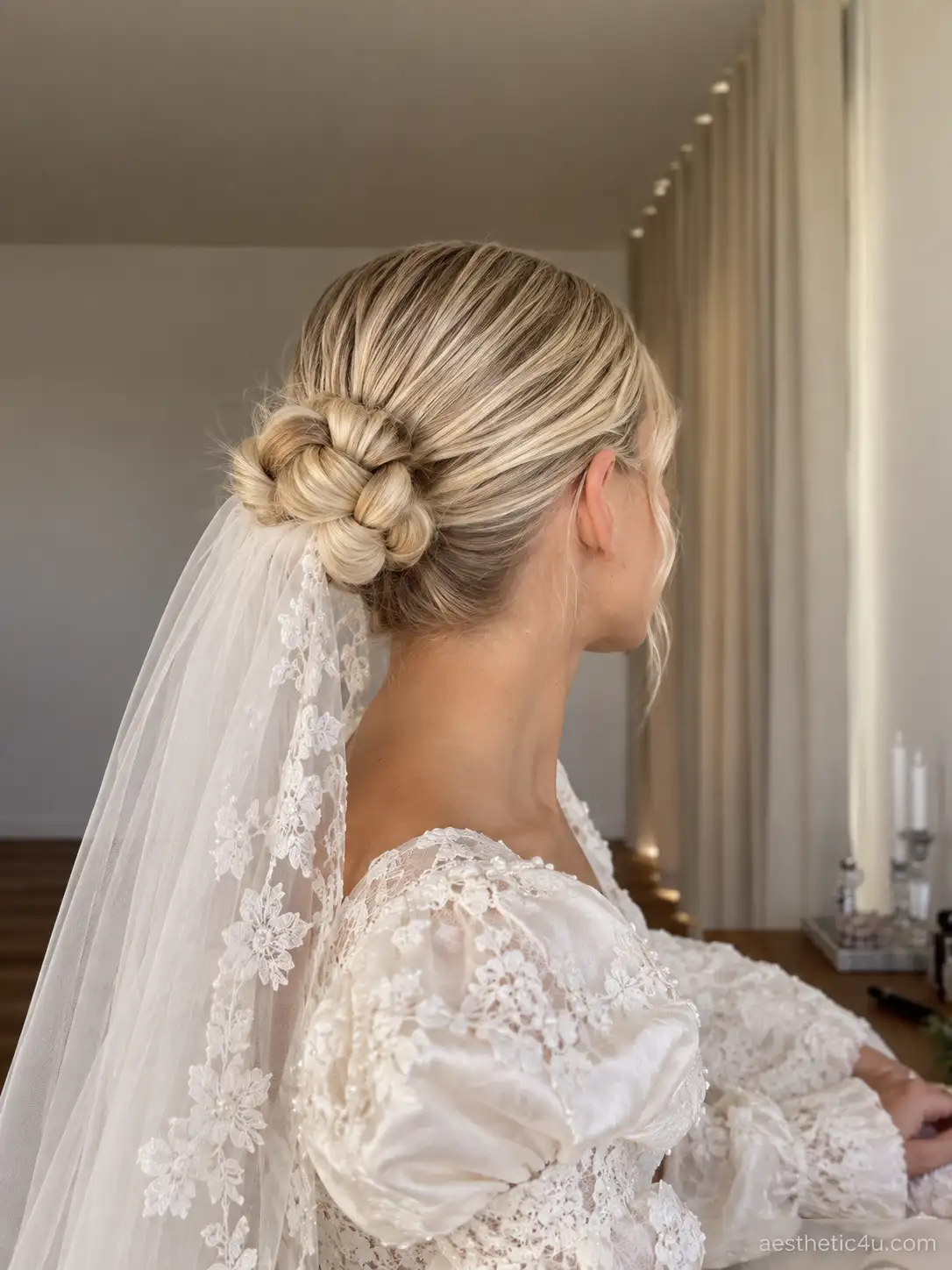 10. Braided Bun With Veil