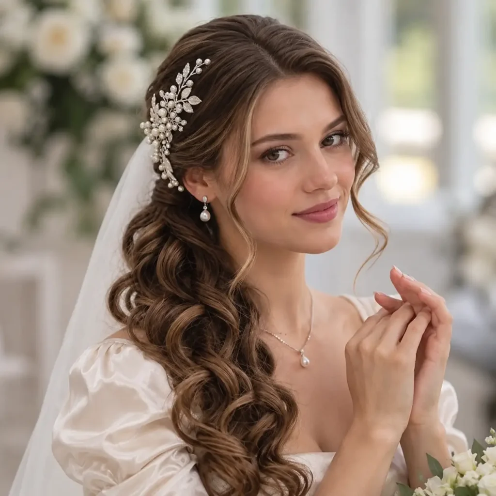 Soft Curled Bridal Ponytail