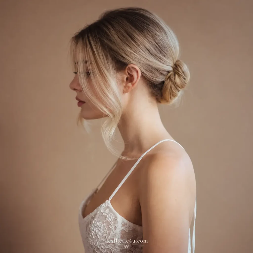Low Messy Bun With a Veil