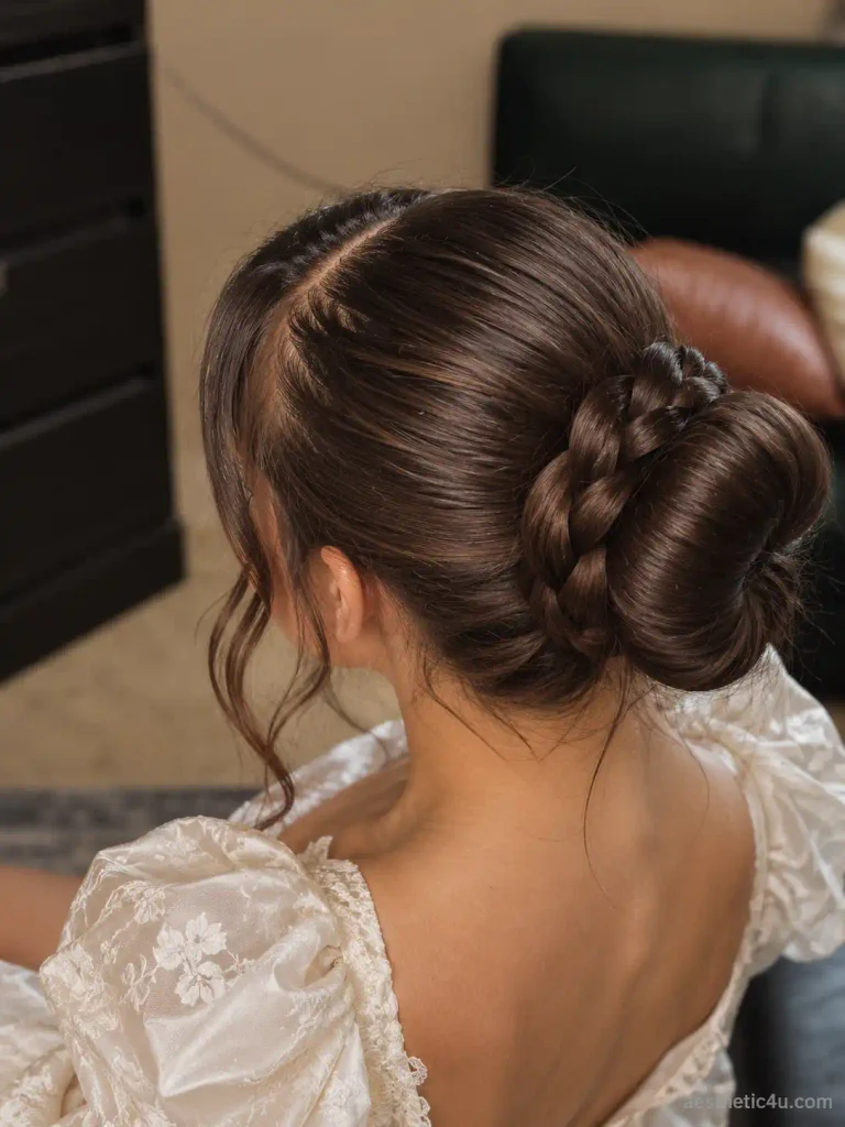 11. Wrapped Braid High Bun