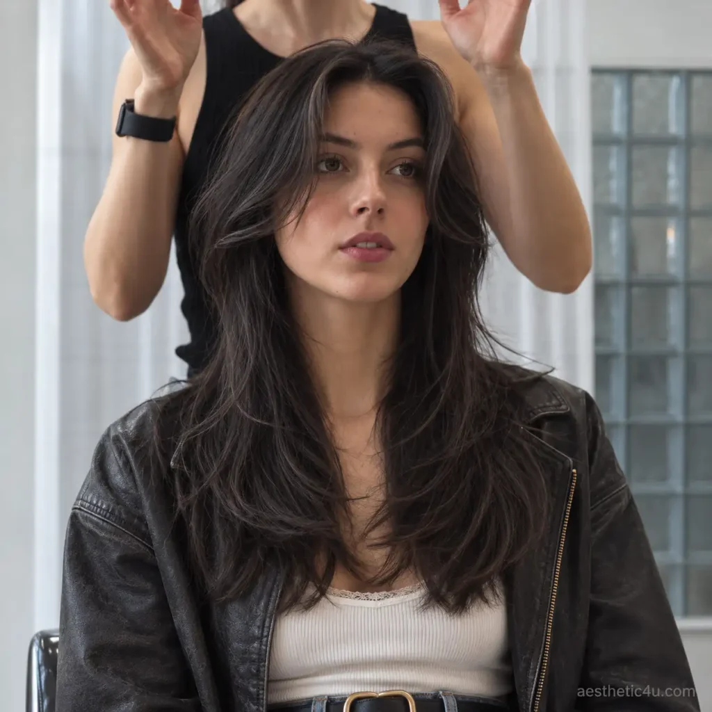 12. Fine Hair with Long Layers and Curtain Bangs