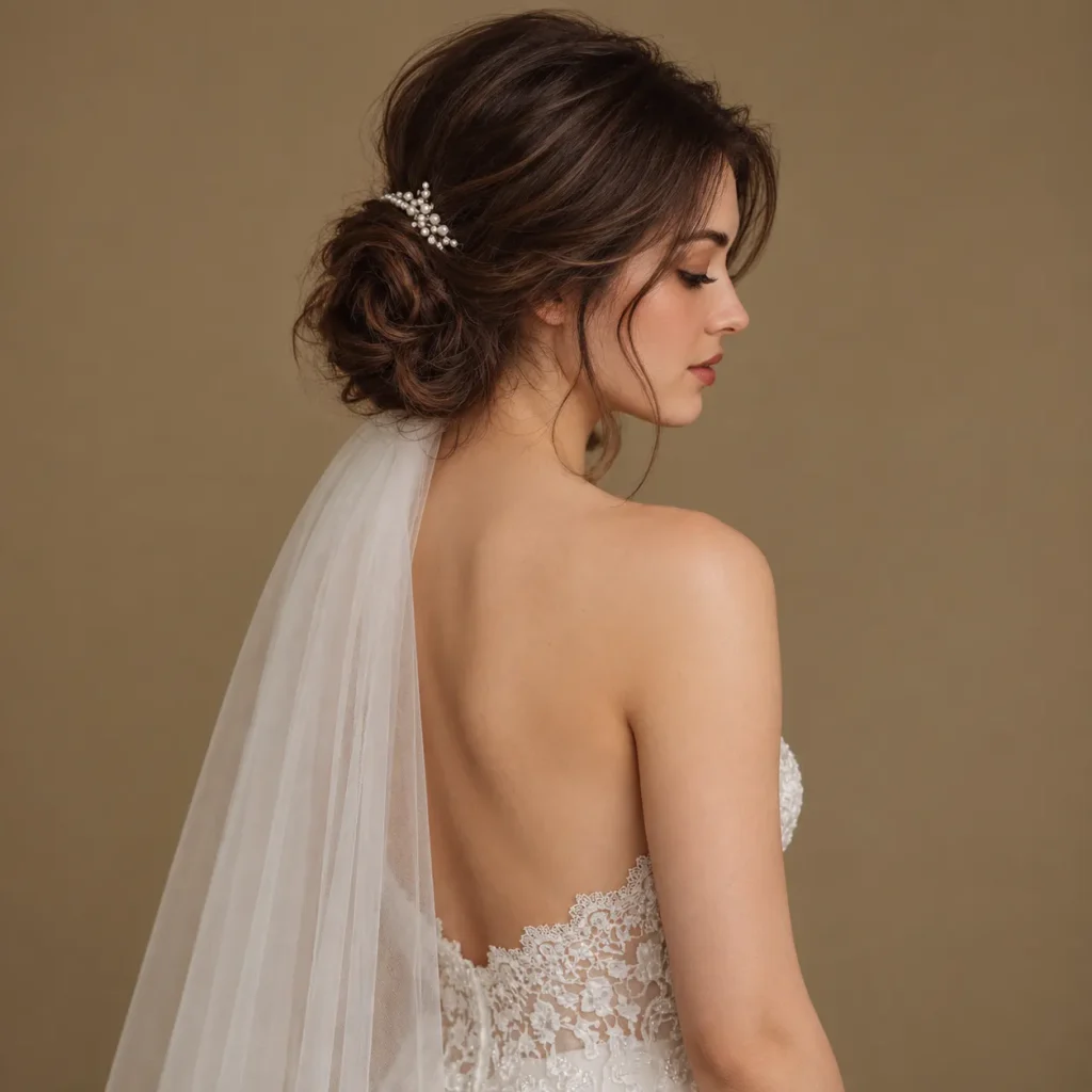 Messy Bun With a Delicate Veil
