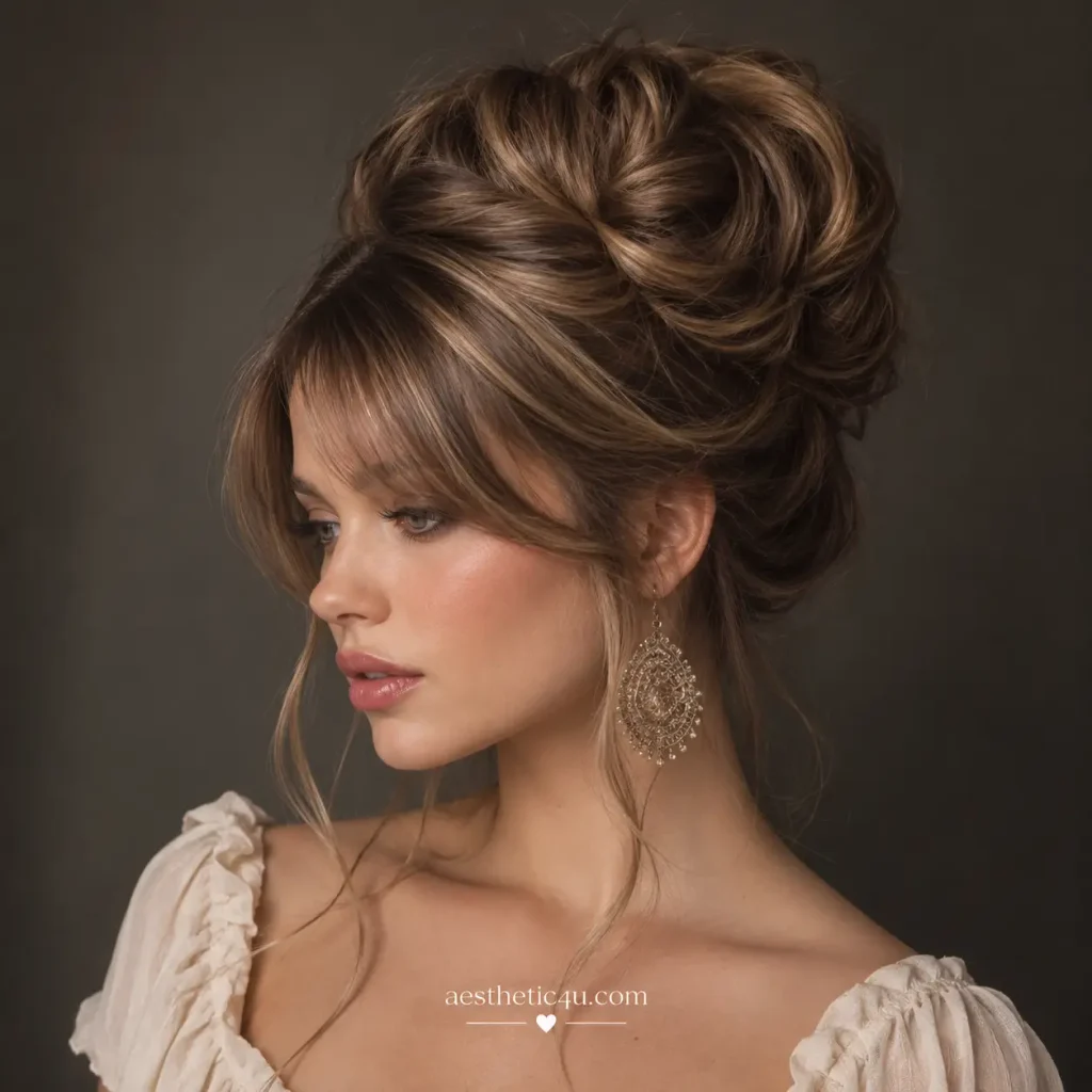 Textured Voluminous Updo with Side-Swept