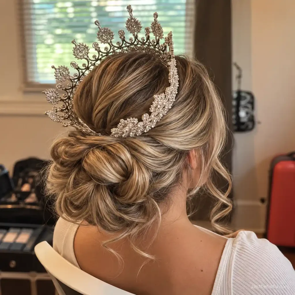 14. Tiara With a Low Bun