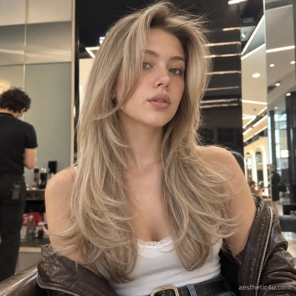 15. Effortless Long Layers with Curtain Bangs
