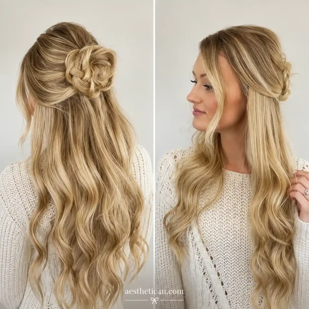 Half-Braided Messy Bun