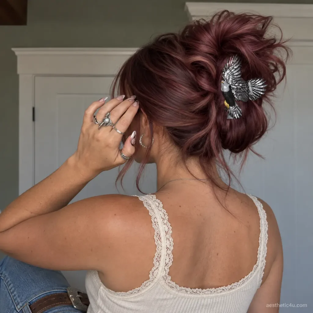 Messy Bun With Sparkling Hair Clips