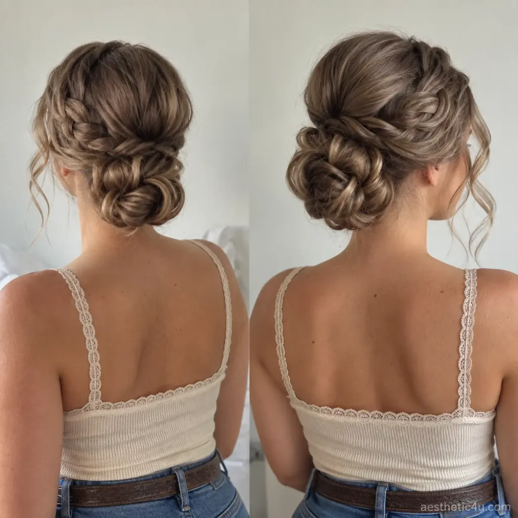 . Braided Messy Prom Bun