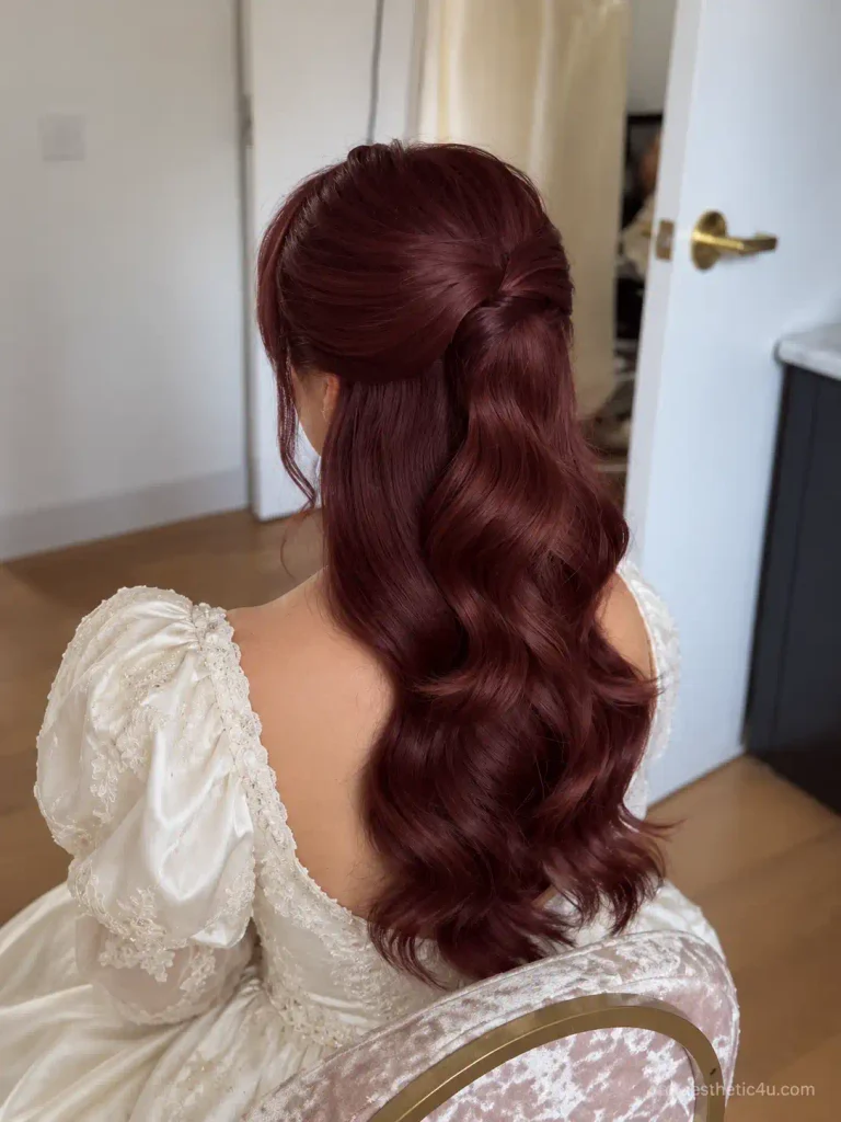 16. Elegant Half-Up Half-Down with Crown Twist