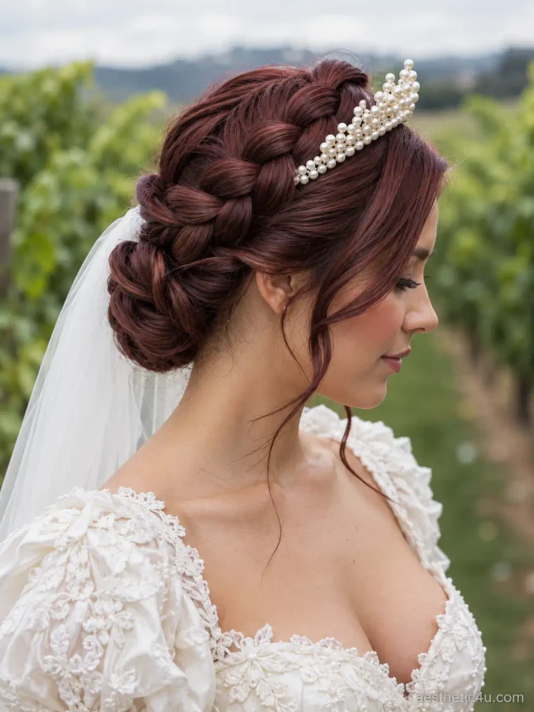 16. French Braid Crown With Veil