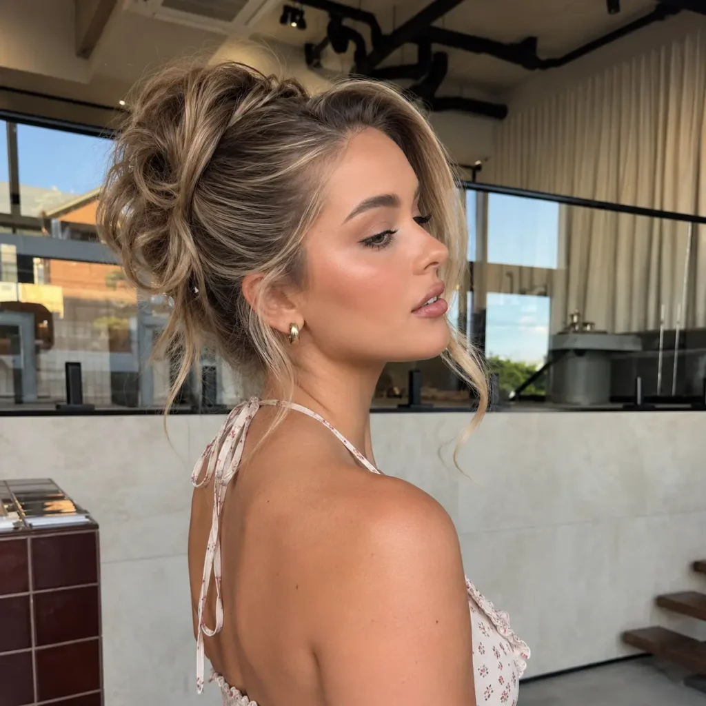  Soft Side-Parted Updo