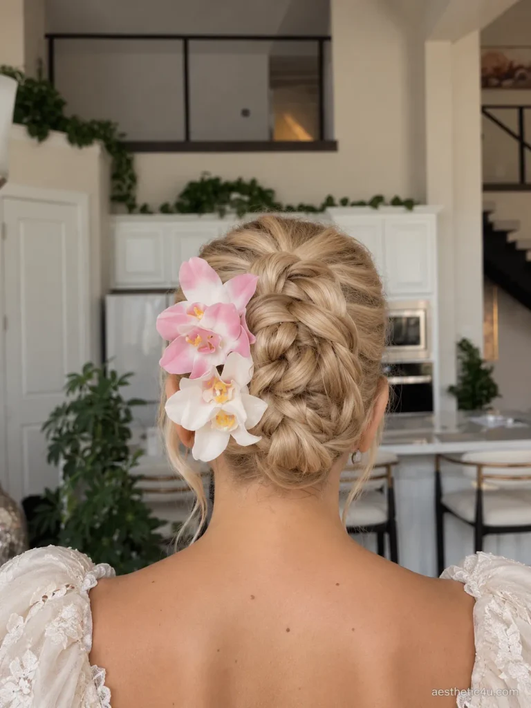 17. Braided Updo With Flowers