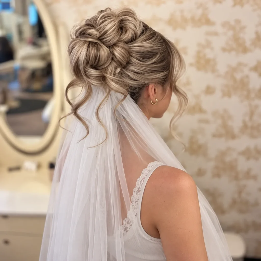 17. Veil With a High Bun