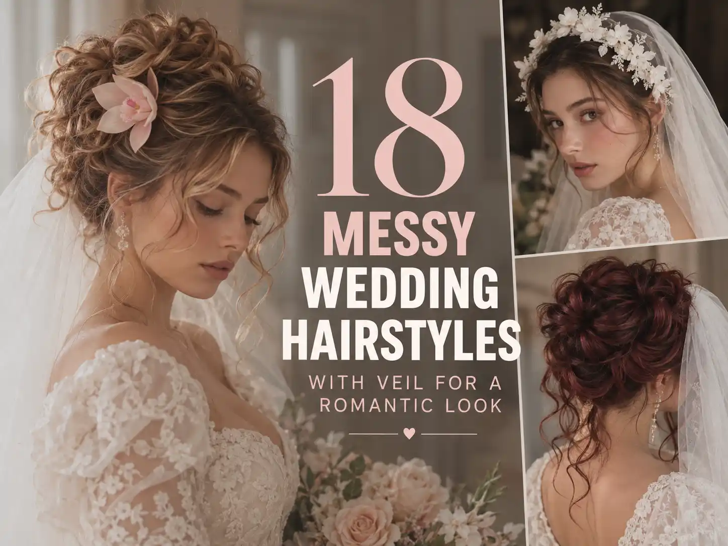 18 Messy Wedding Hairstyles With Veil for a Romantic Look