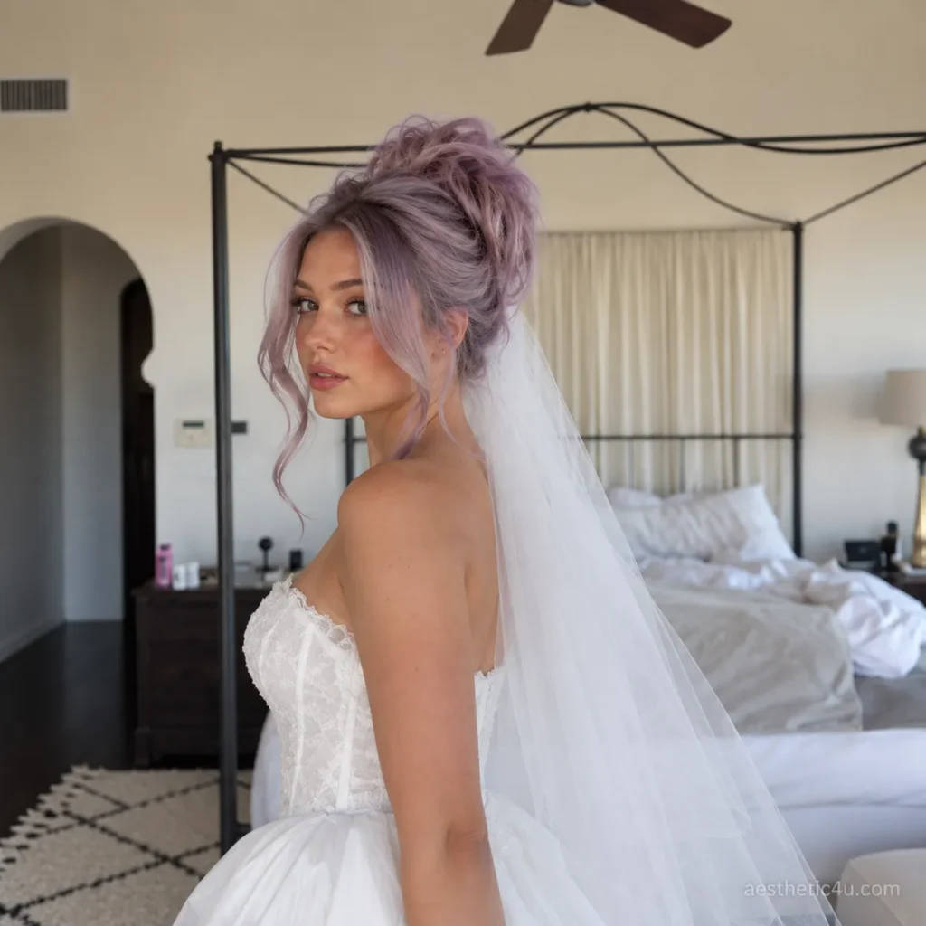 18. Messy Bun With Veil