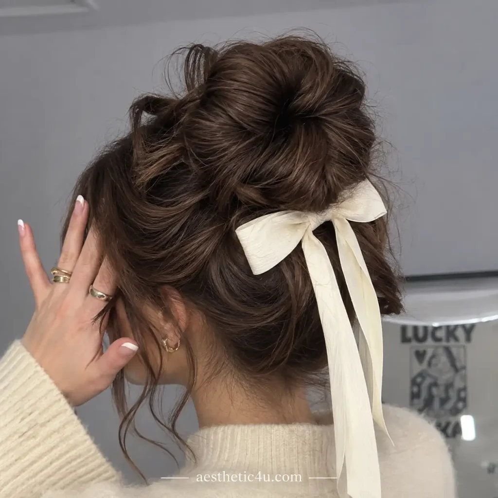 Messy Bun With Ribbon
