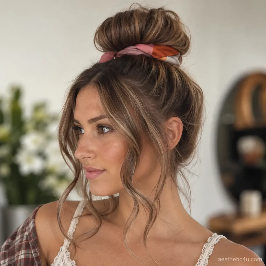 Messy Bun With Face-Framing Tendrils