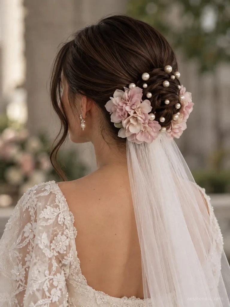 19. Pearl Updo With Veil