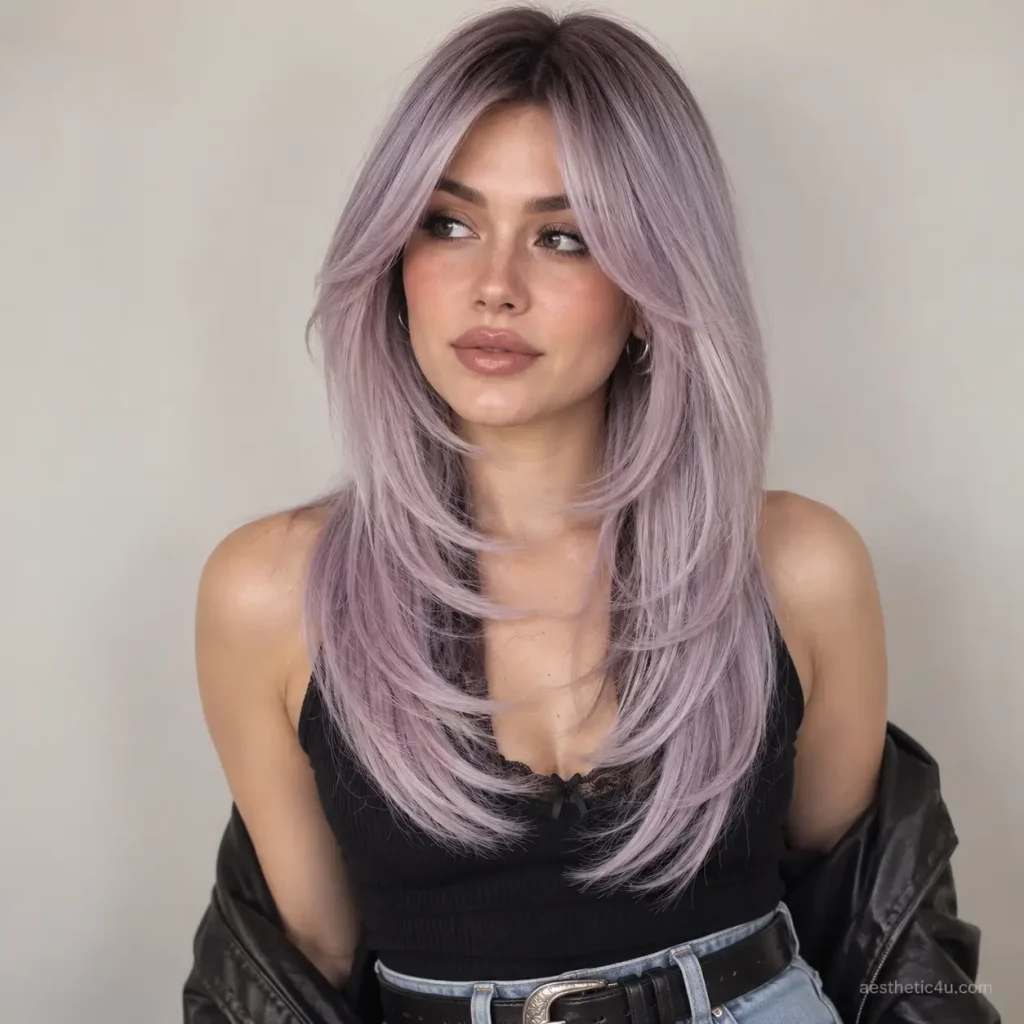2. Face-Framing Long Layers with Curtain Bangs