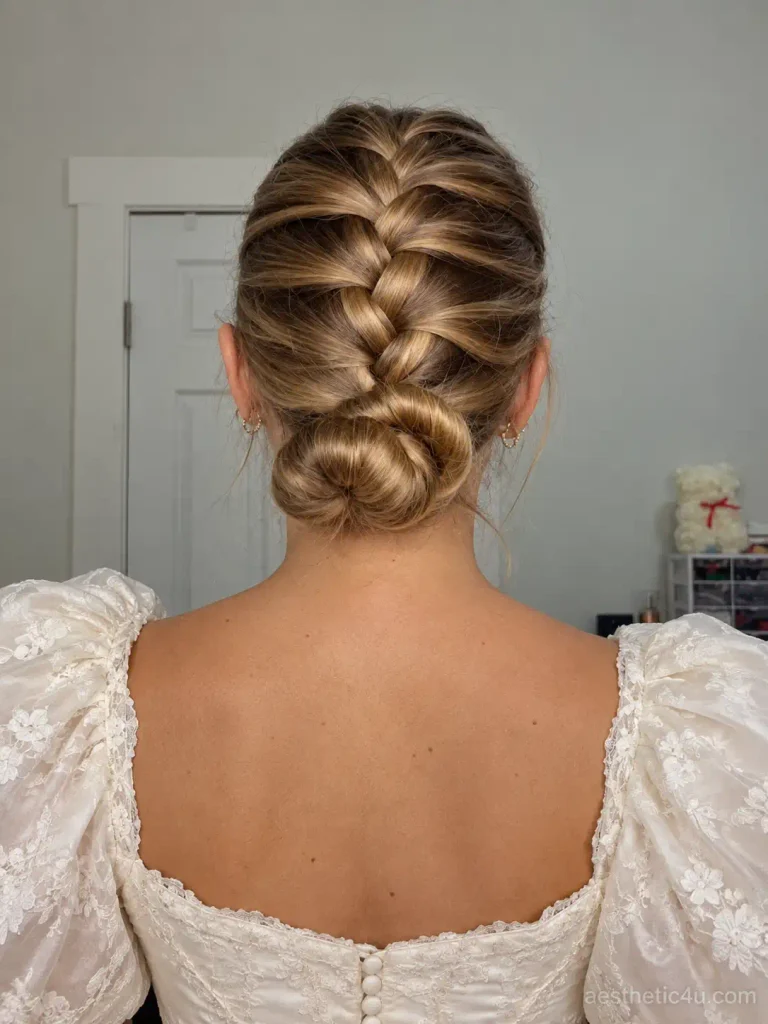 2. French Braid Into a Low Bun