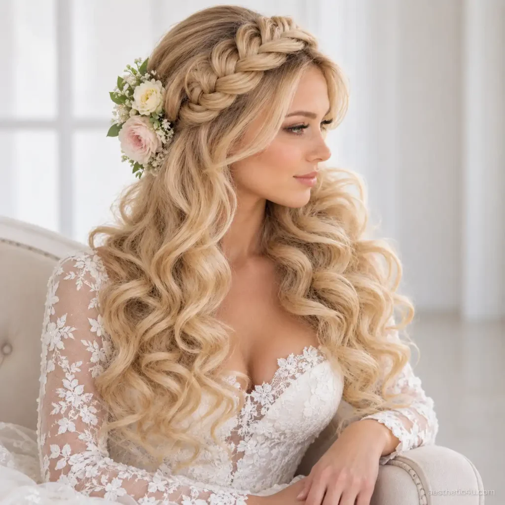 22. Romantic Waterfall-Braid Updo