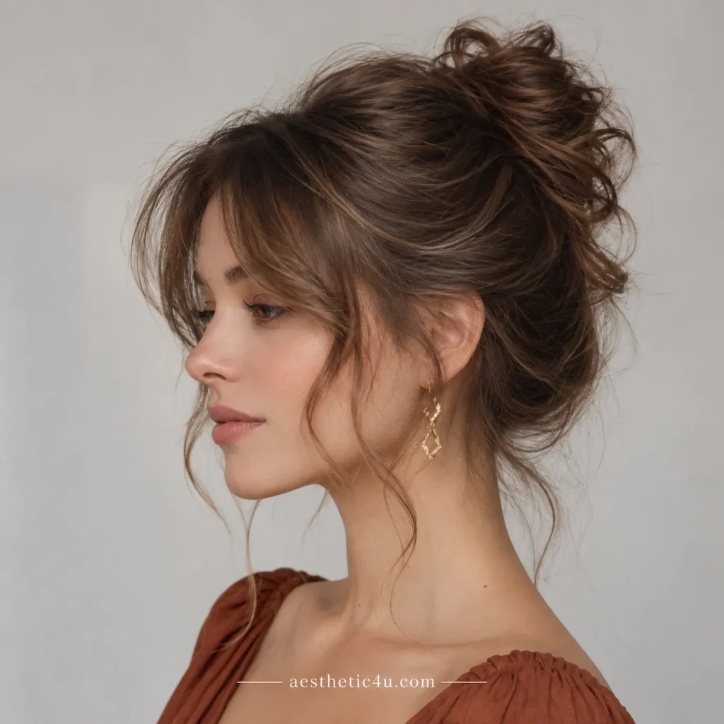 Romantic Messy Bun With Curtain Pieces