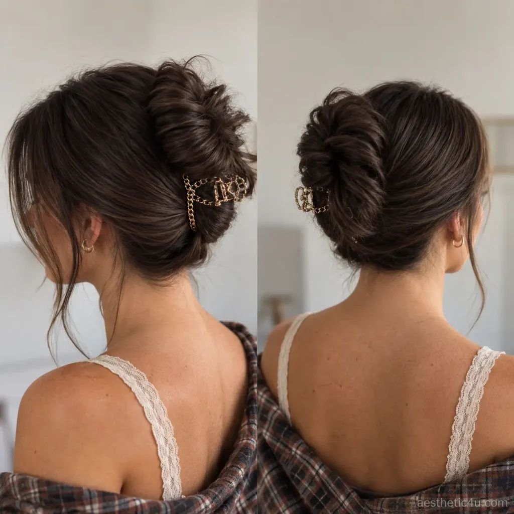 Claw Clip Messy Bun Updo