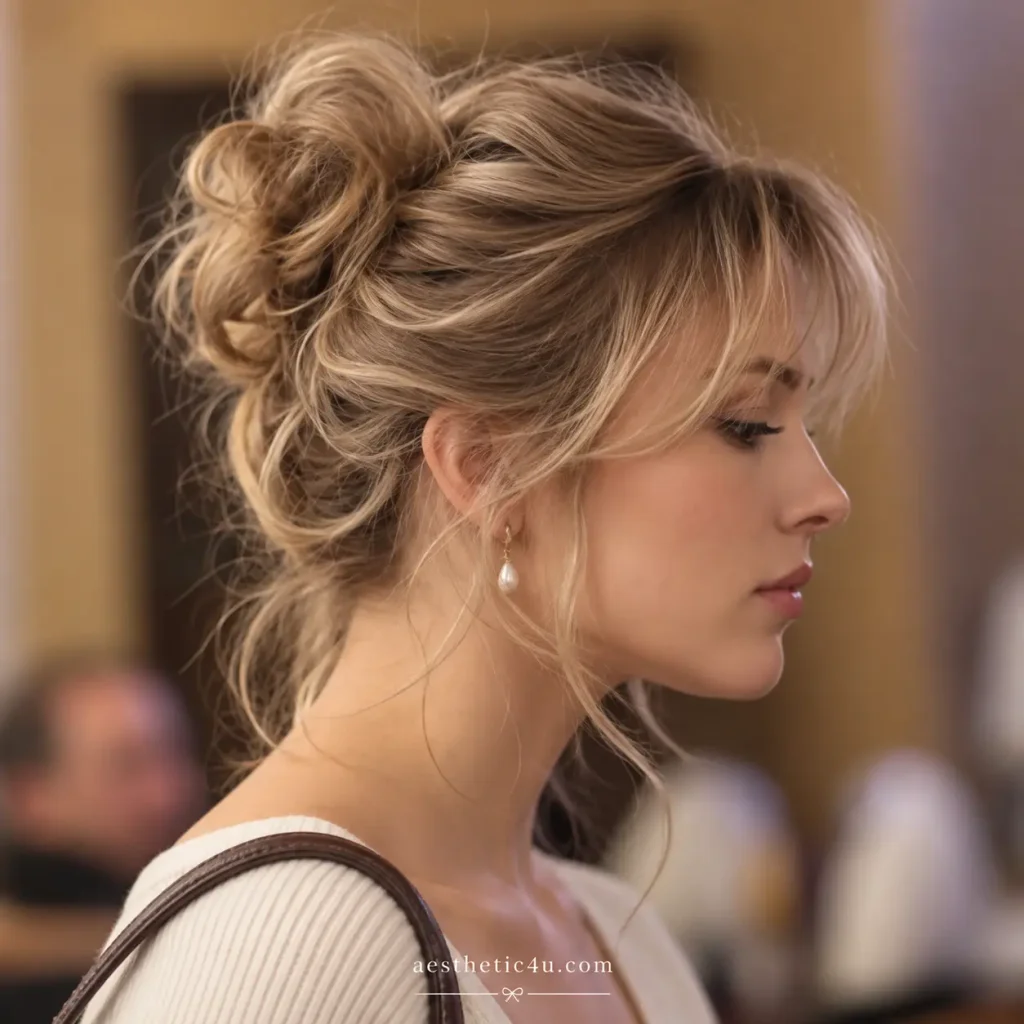 Messy Bun With Face-Framing Tendrils