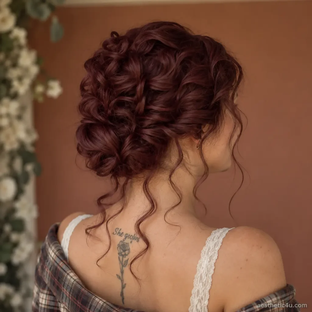 Curly Messy Bun Updo