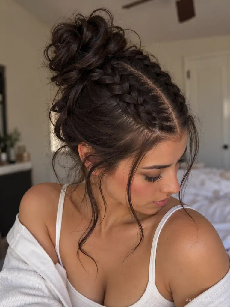 4. Braided High Bun