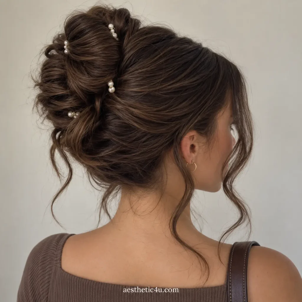 Messy Bun With Pearl Pins