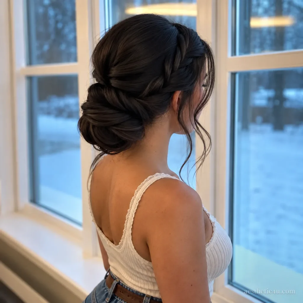 6. Braided Low Bun