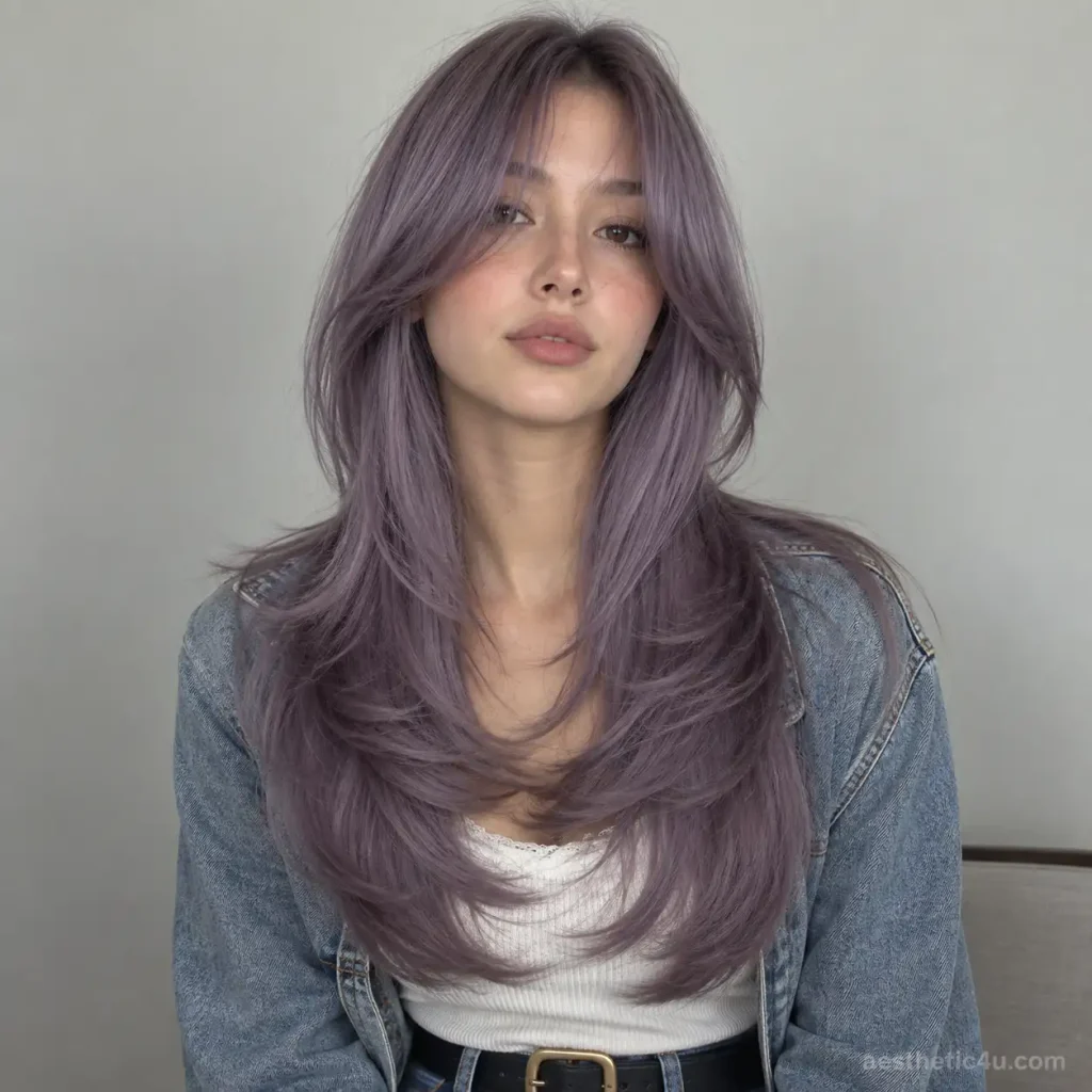 6. Long Layers with Curtain Bangs for Straight Hair