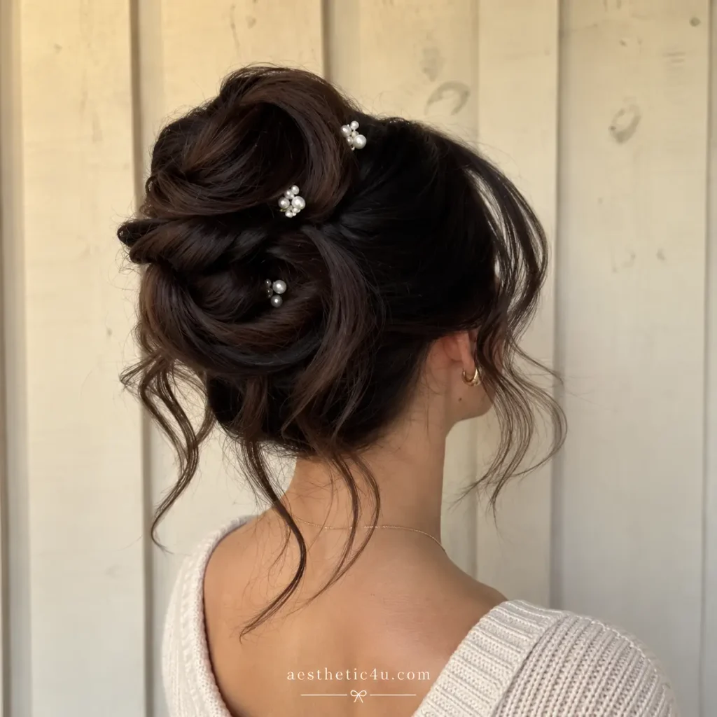 Messy Bun With Pearl Pins