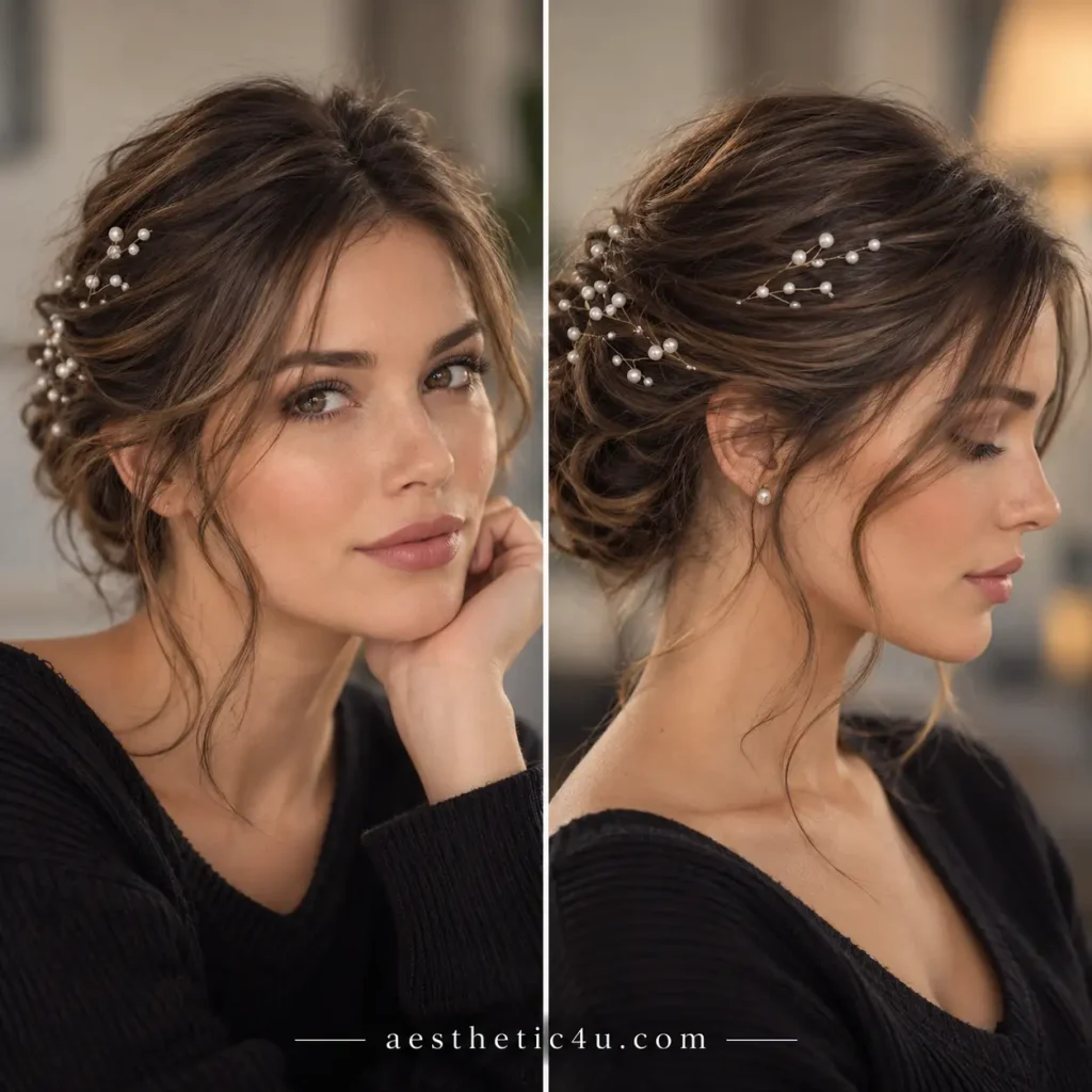 Messy Bun With Pearl Pins