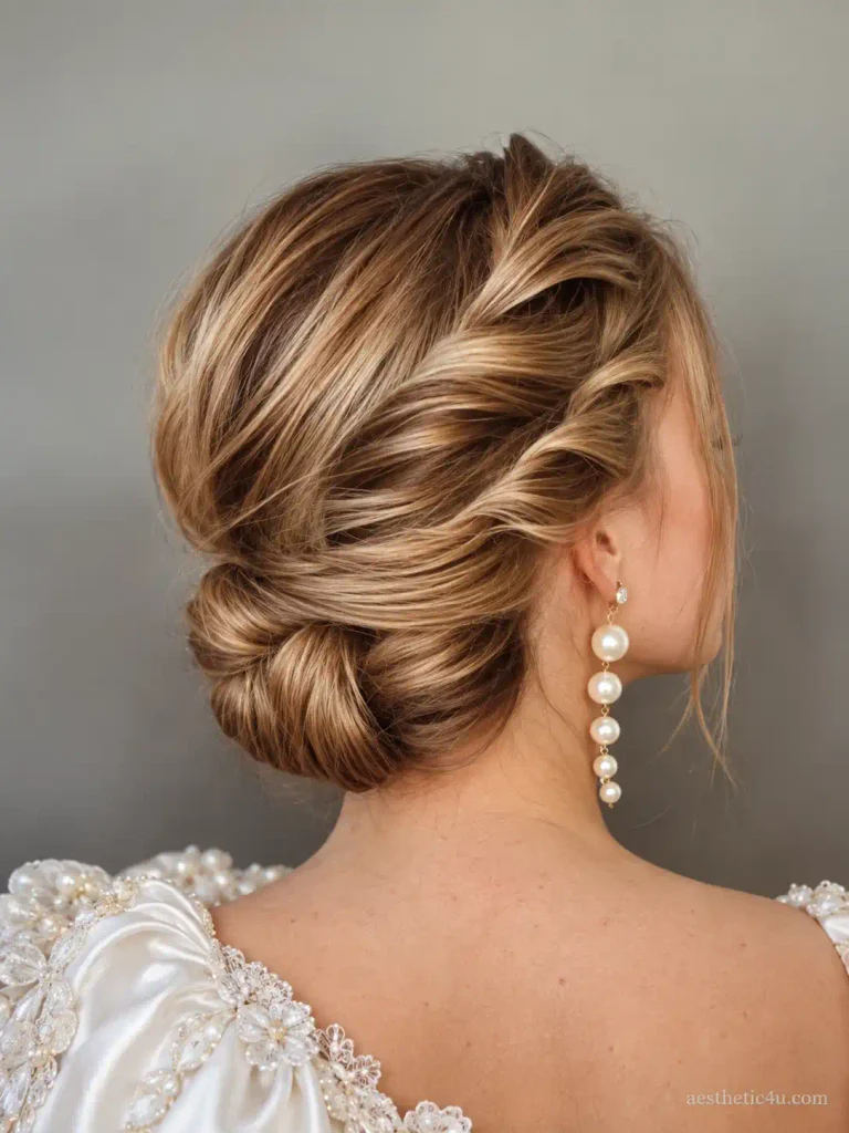 7. Side-Swept Messy Twist Updo