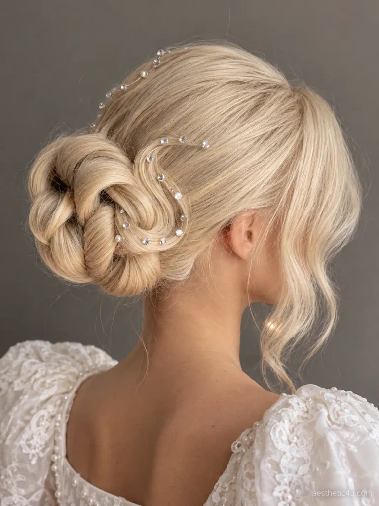 9. Braided Chignon With Pearls