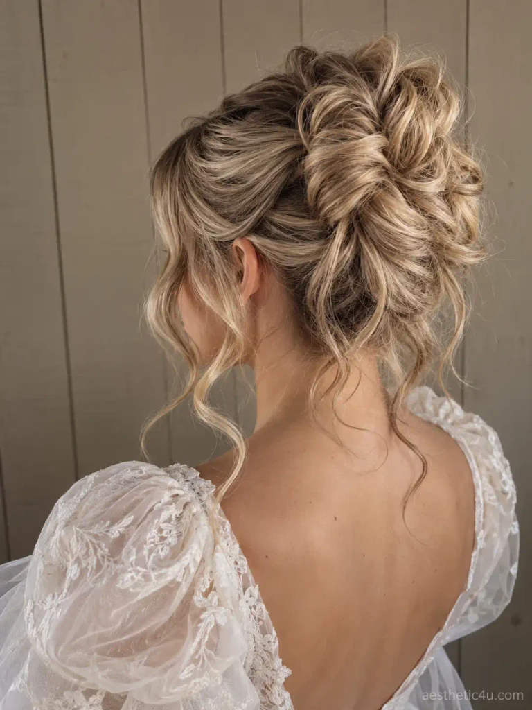 9. High Bun With Loose Waves