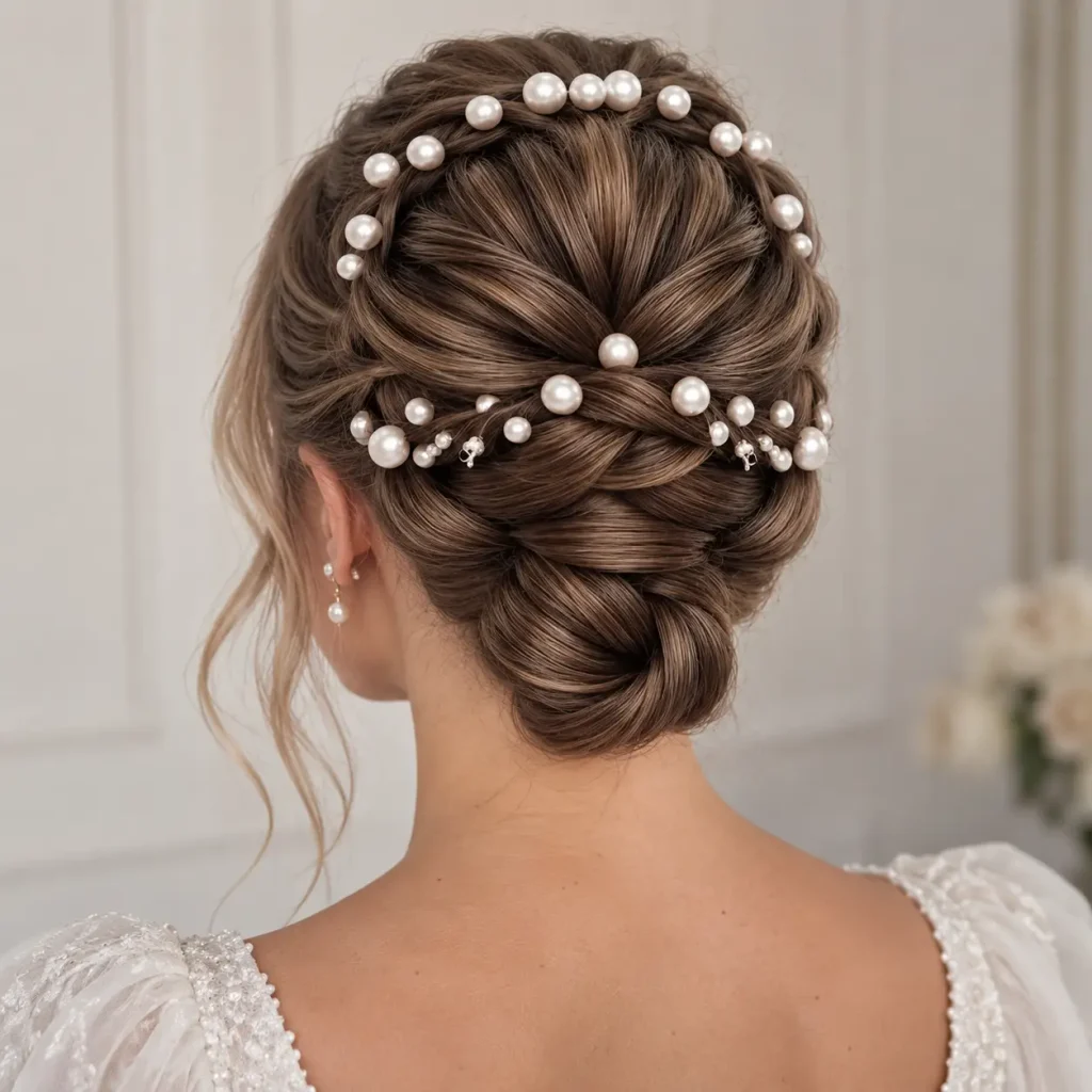 Pearl-Adorned Low Bun